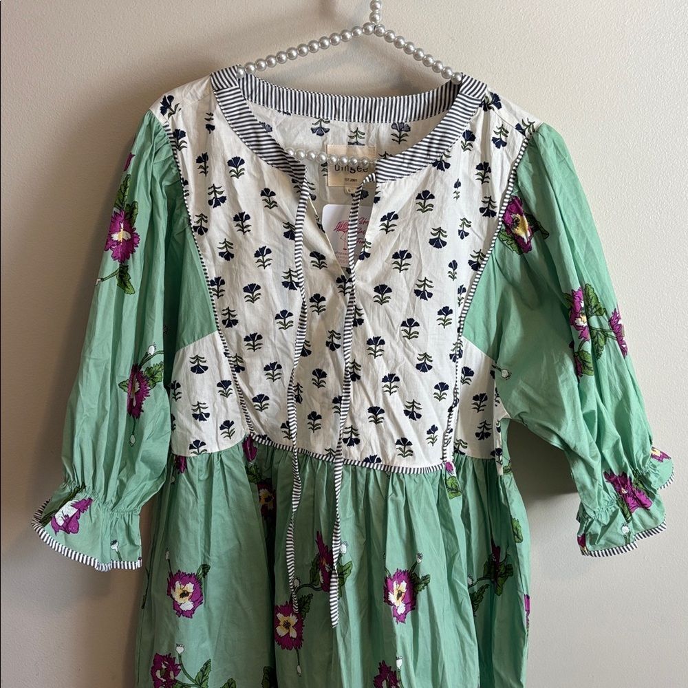 NEW umgee GREEN MIXED PRINT MINI DRESS size large - Picture 3 of 8